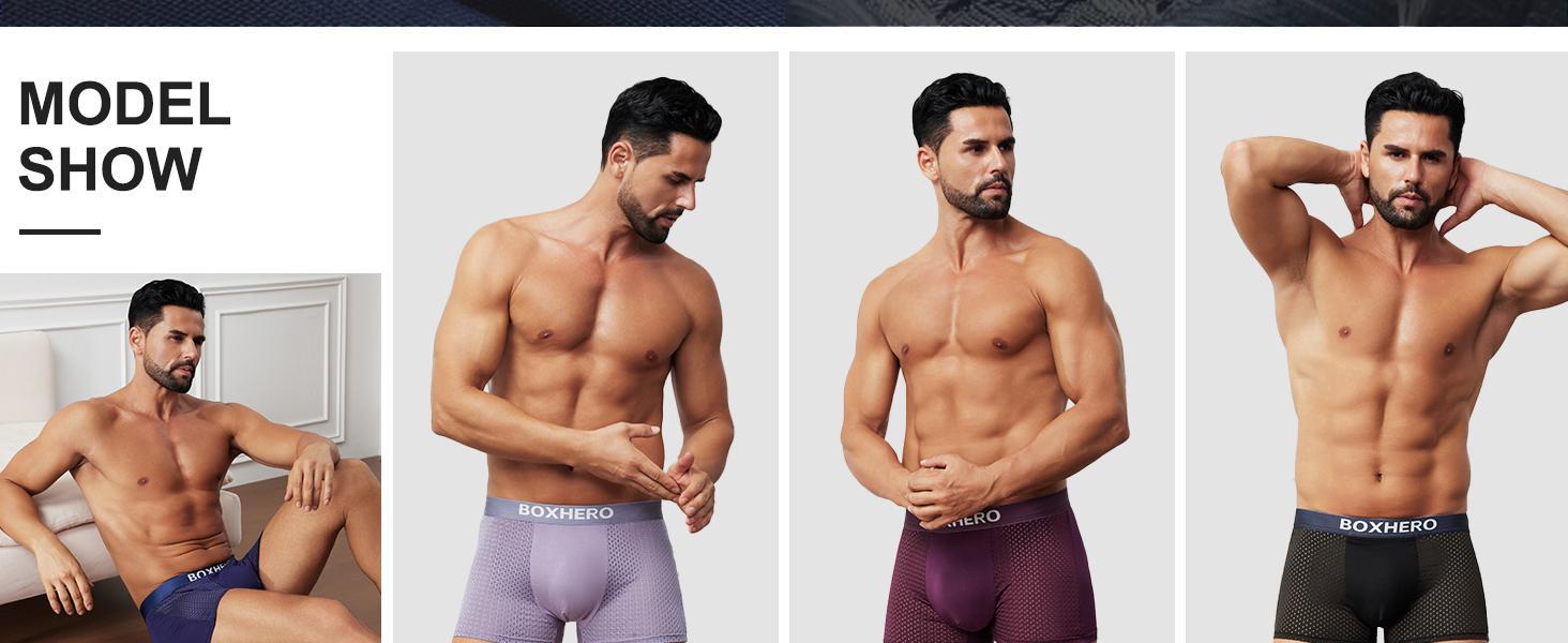 Men's 2026 Upgrade 100% Bamboo Boxer Briefs Pack - Breathable Menswear Underwear with 3D Pouch, 2025-8 Mixed Color Comfortable Men's Underwear, 100% Bamboo Men's Boxer Briefs