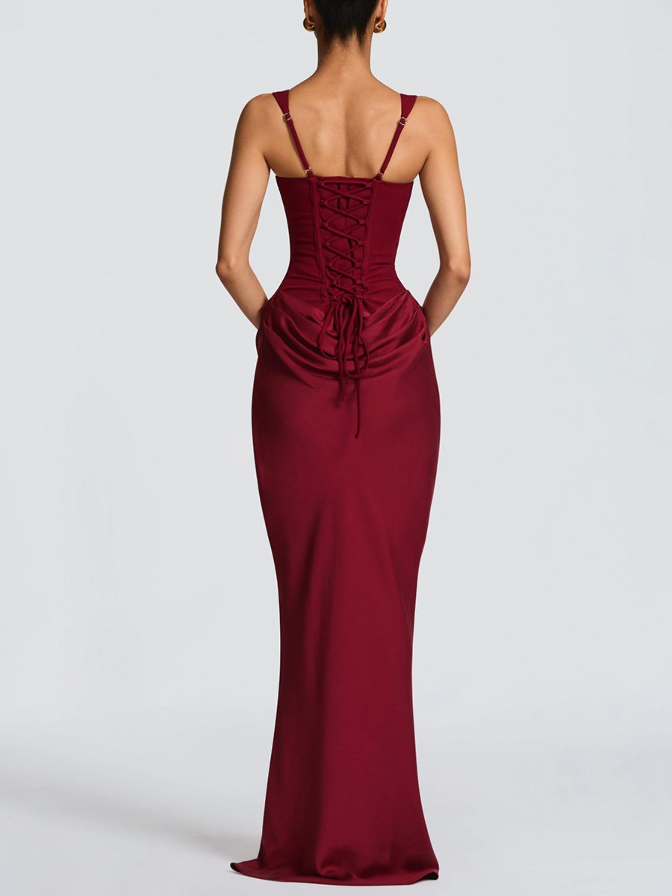 Elegant Corset Evening Dress Women Sleeveless Maxi Gown Formal Wear Formal Events Special Occasions Wedding Guest Party Dress