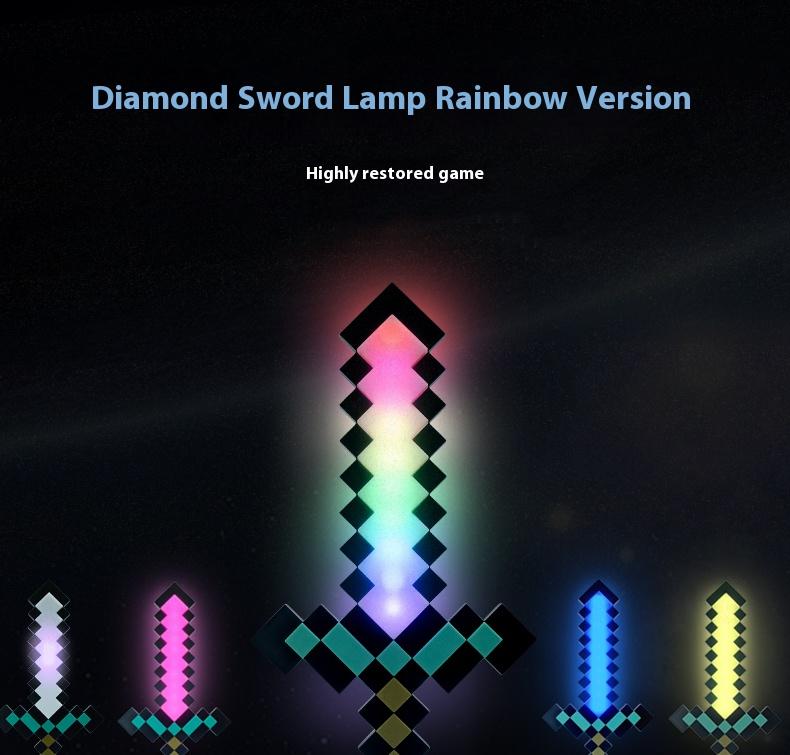 Diamond Sword 14 Inch USB Desk LED Night Light 11 Color Decorative Fun Safe Mood Lamp for Home Bedroom Living Room Office USB Powered LED Technology Ambient Glow Lighted Floor Standing