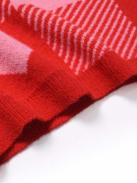 Women's Heart Print Round Neck Sweater, Casual Long Sleeve Crew Neck Jumper for Fall & Winter, Fashion Ladies' Knitwear for Daily Wear