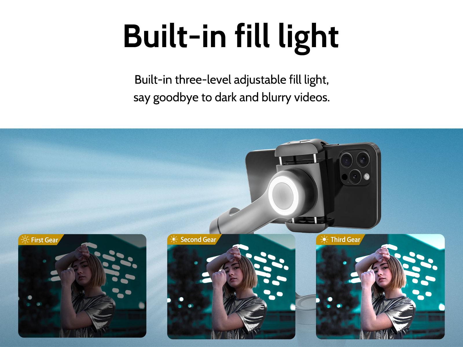 AOCHUAN Gimbal Stabilizer for Smartphone, 3-Axis iPhone Gimbal, Portable Gimbal w/OLED Display for iPhone/Andriod, Gimbal stabilizer, Phone Gimbal stand with Face/Object Tracking for Tiktok Youtube, long-short video, Vlog-Smart X Pro black