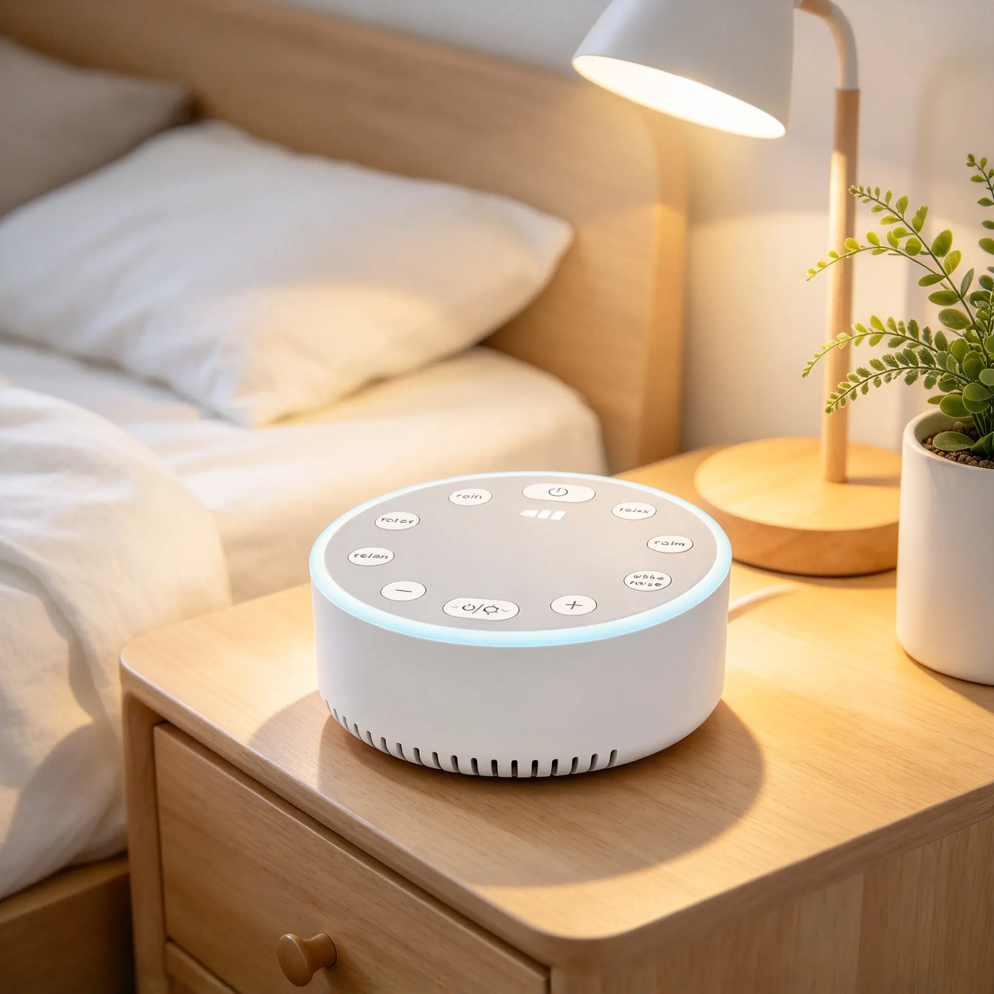 White Noise Machine for Sleeping, 6 Soothing Sleep Sounds (Rain, Ocean, Forest, White Noise & More) with Warm Ambient Night Light, Portable Sleep Sound Machine