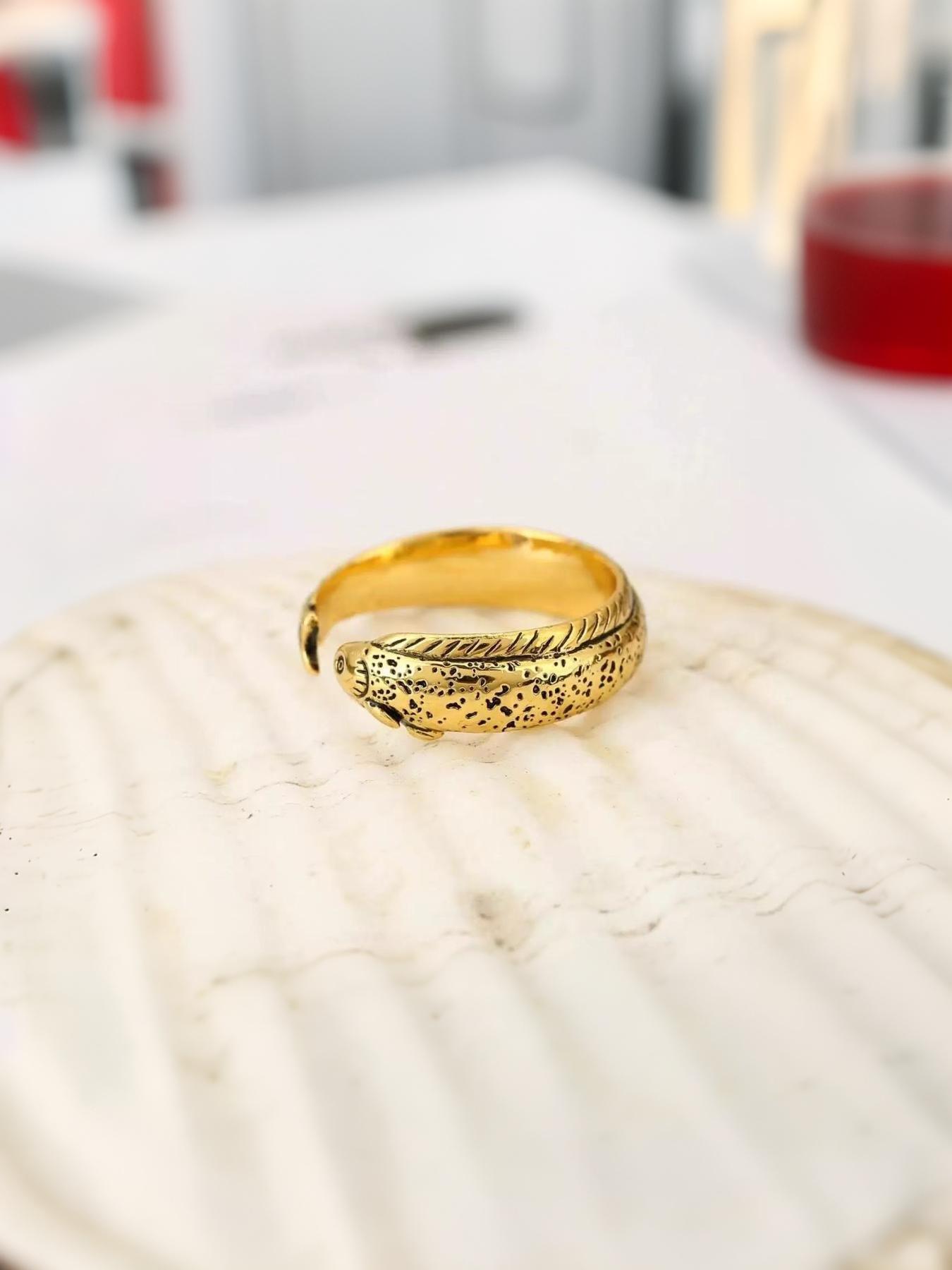 Vintage Fish Opening Adjustable Ring, Fashion Ring, Simple Design Unisex Jewelry for Daily Wear, Perfect Gift for Parties and Special Occasions, Vintage Rings Jewelry