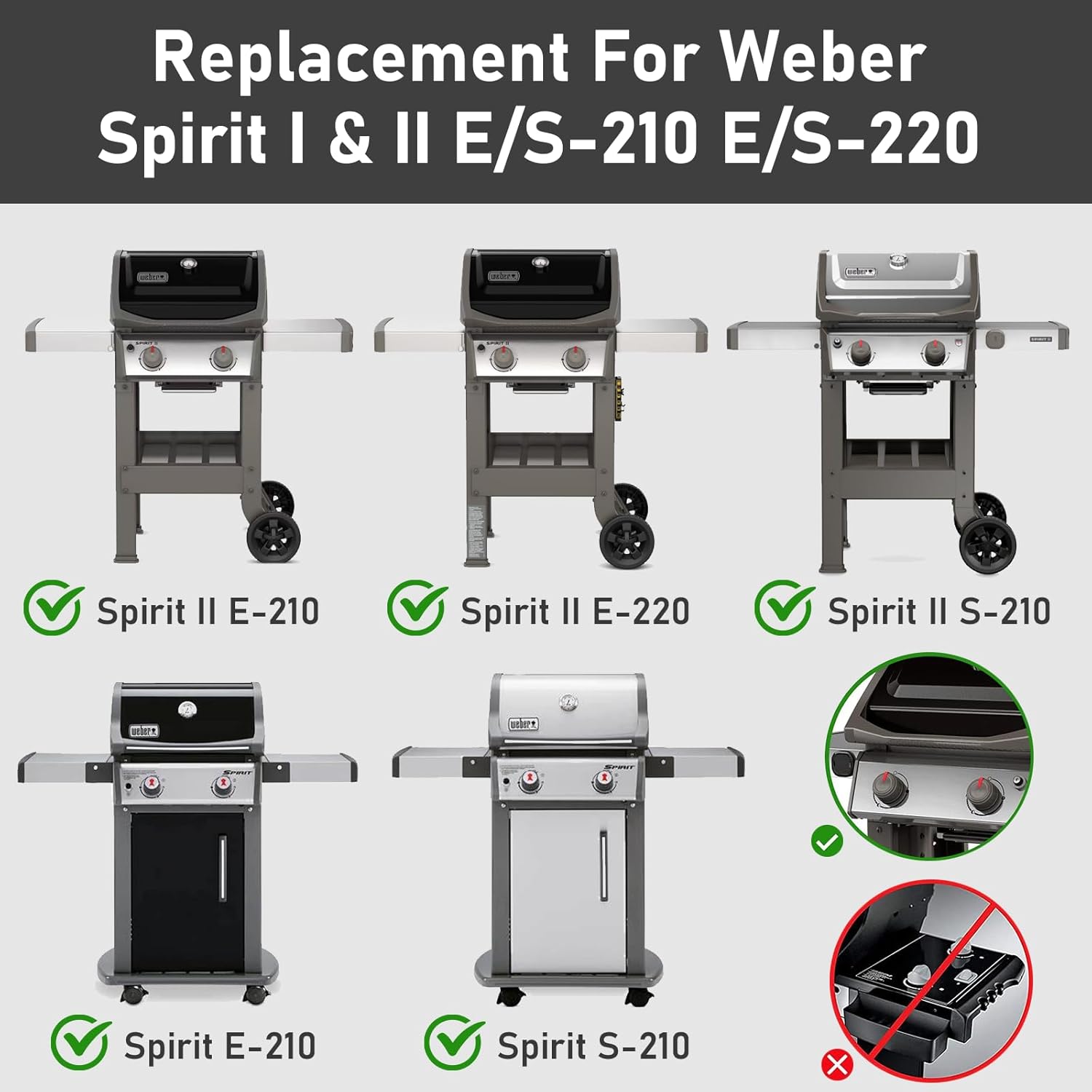 15.3" Weber Spirit 200 Series Grill Flavor Bar, Compatible with Weber Spirit I & II 200 Series Spirit E210 S210 E220 S220 Gas Ovens, Enamel Heating Plate, Enhances Flavor and Heat Distribution, Durable Grill Replacement Part.