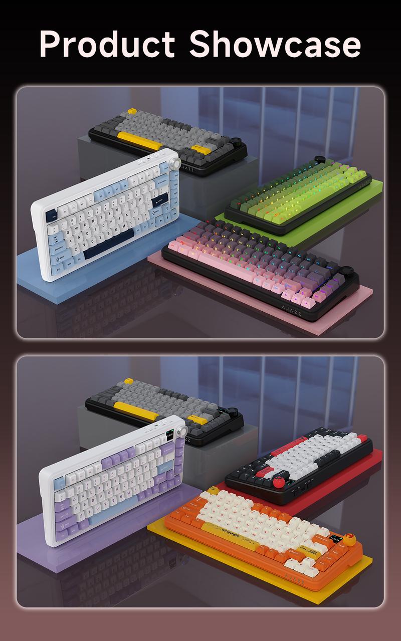 AJAZZ AK820MAX PLUS gift switch side engraved gradient powder wireless mechanical keyboard Bluetooth three-mode long battery life gaming office gaming 8000mah