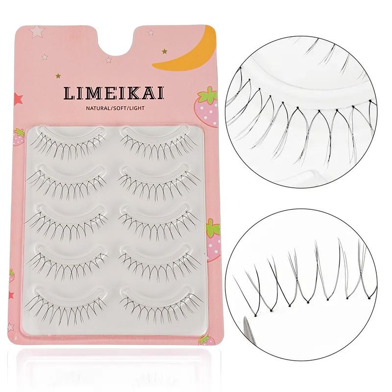 5 Pairs U-Shape 12 Columns Korean Thin False Lashes, Cosmetic, Transparent and Stunning Look, Lightweight Design for Natural Beauty Enhancement