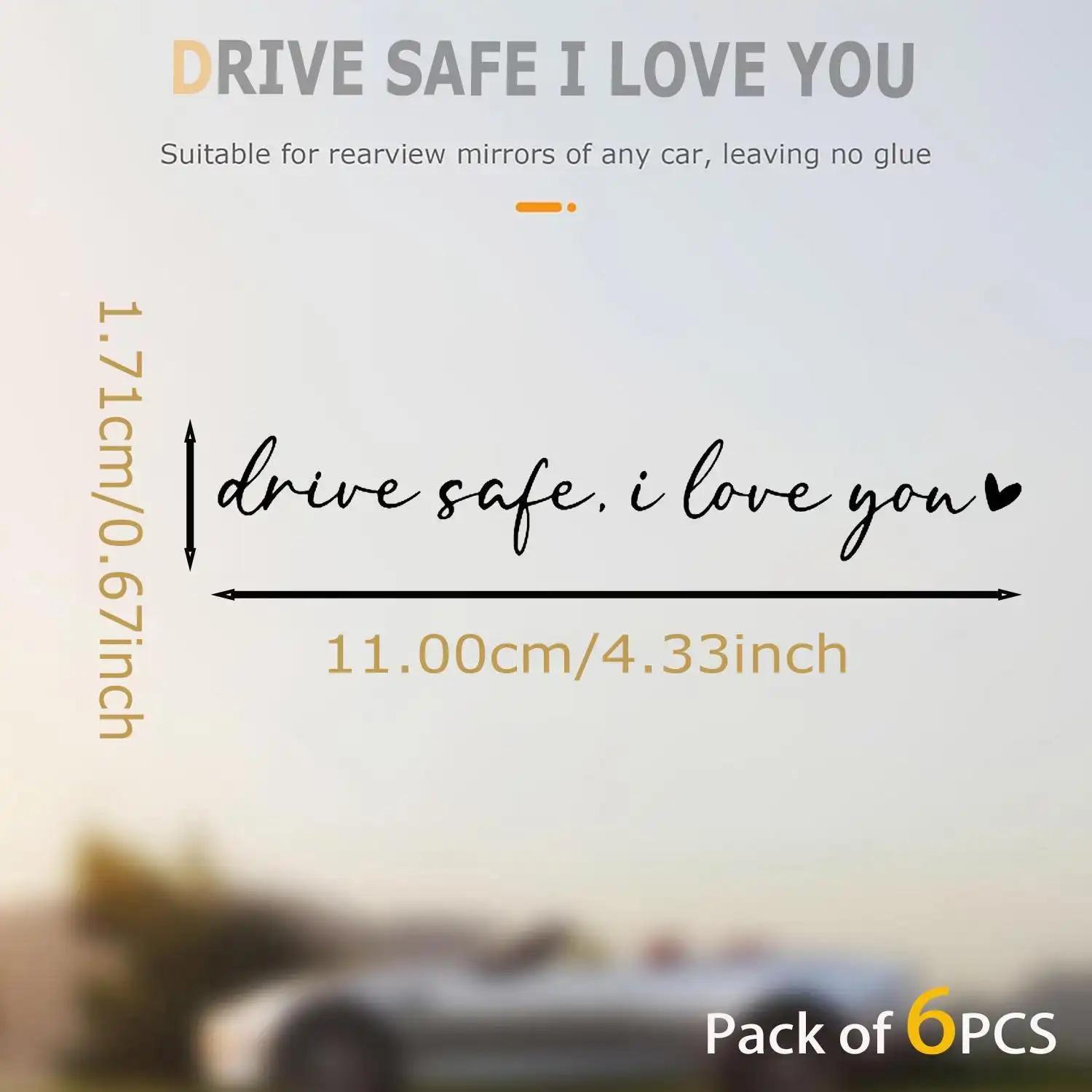 Drive Safe I Love You Mirror Decal Car Stickers, Rearview Mirror Sticker For Cars, Truck Decals, Car Decorations, Car Exterior Decoration Accessories, Car Interior Decoration Accessories, Vinyl Decal Sticker, Car Accessory, Automotive Decoration