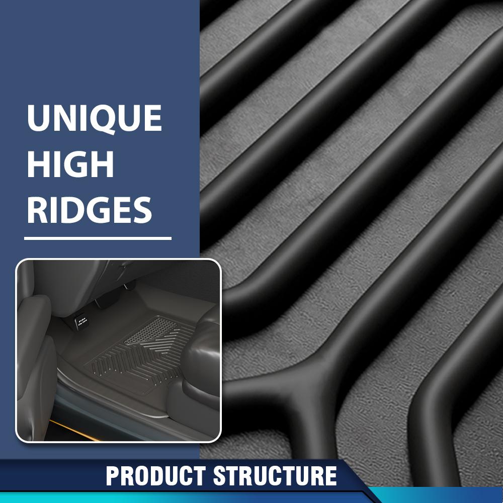 CROSSDESIGN All Weather TPE Car Floor Mats Liner Waterproof  Protection Floor Mats Fit for 2016-2022 Honda Pilot  Floor Mats Black