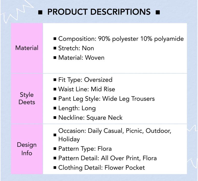 Cider Women's Lightweight Corduroy Floral Wide Leg Romper & Jumpsuits with Adjustable Button & Pockets, Casual Solid Sleeveless Romper for Summer Outdoor Vacation Holiday, One Piece Outfit Clothes