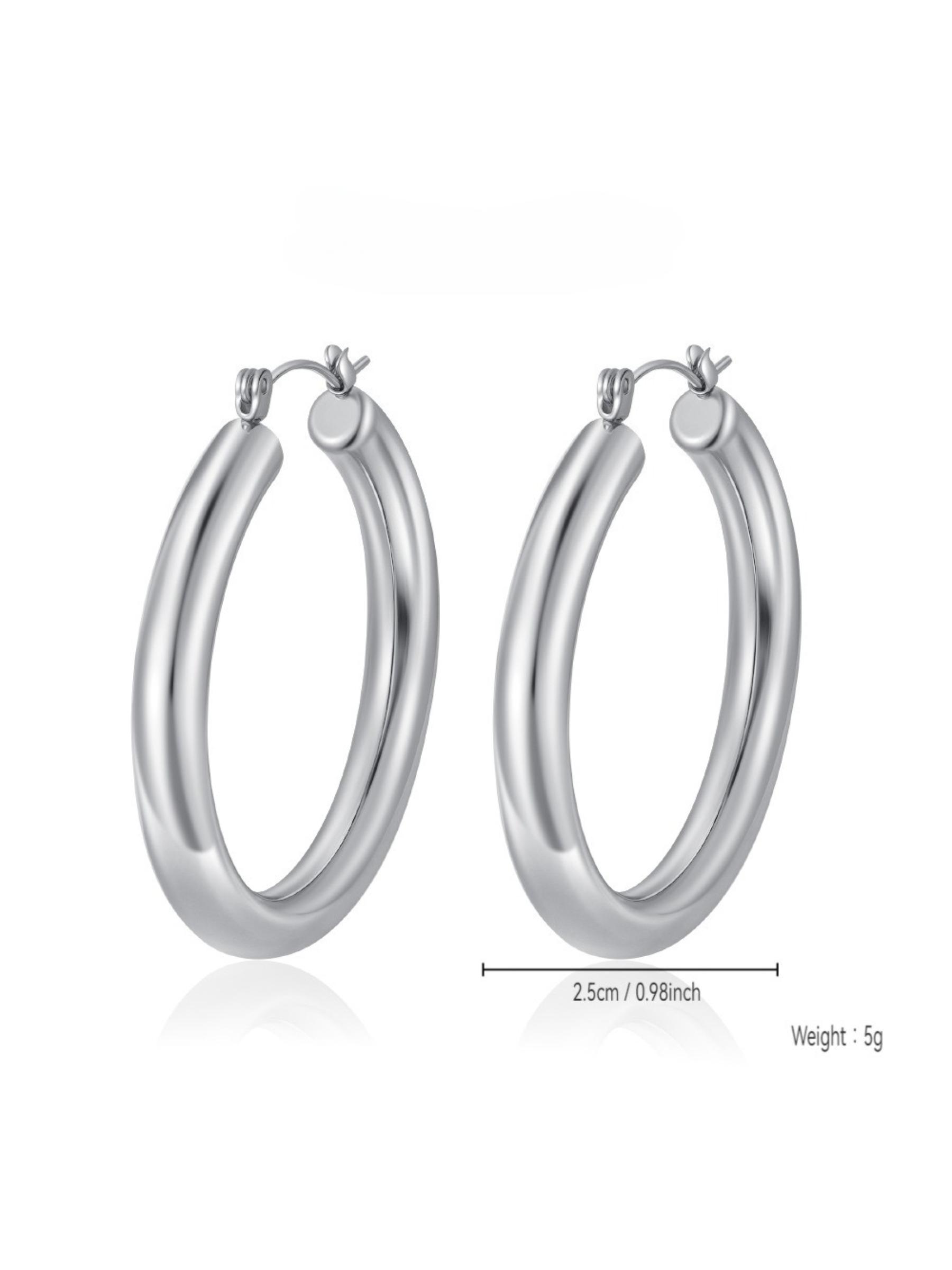 Bestselling minimalist and personalized titanium steel hoop earrings for both men and women, 4mm hollow gold-plated shiny earrings
