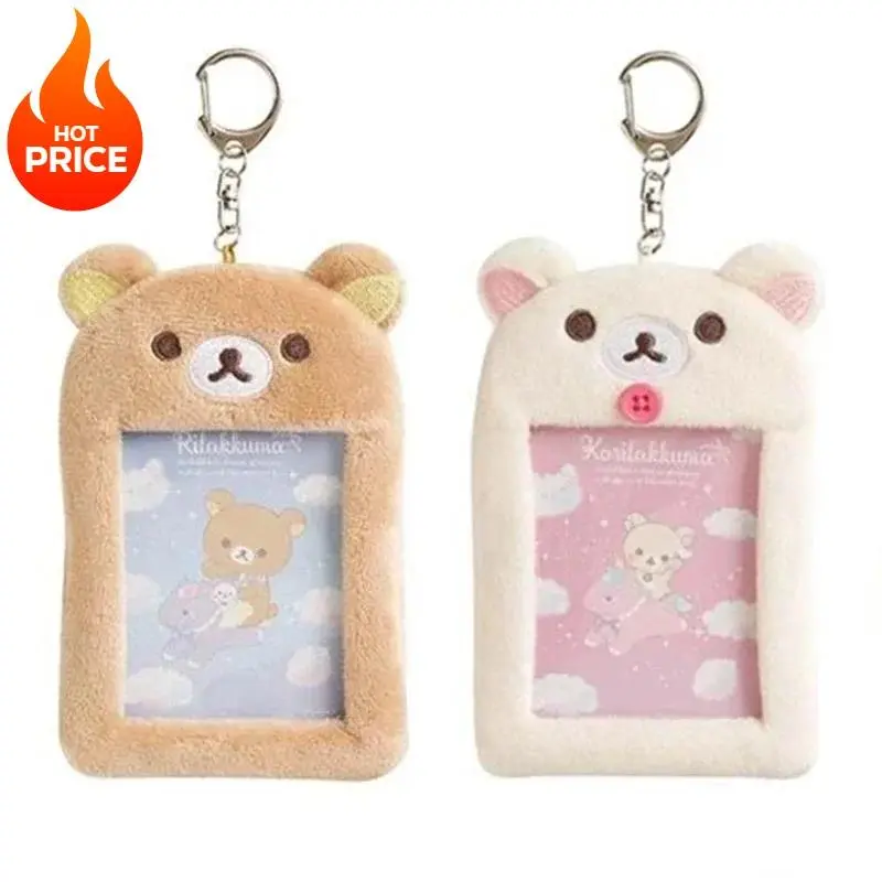 Rilakkuma Plushes ID Card Holder Keychains New Anime Relax Bear Passport Cover Key Ring School Bus Bank Cards Bags Pendants Gift