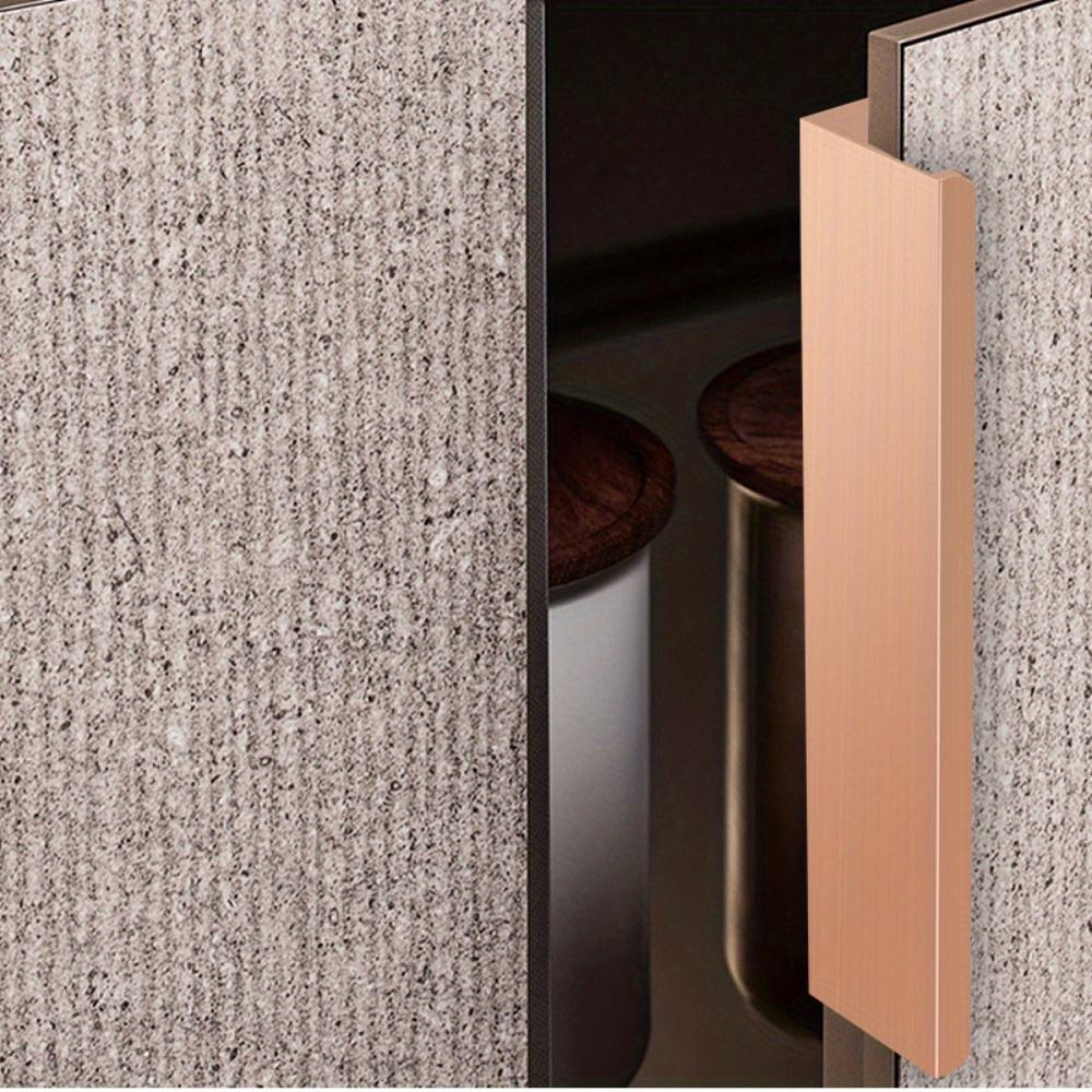 4PCS Zinc metal wardrobe drawer hardware kitchen embedded cabinet handle invisible finger edge door handle invisible handle Goldne / Black