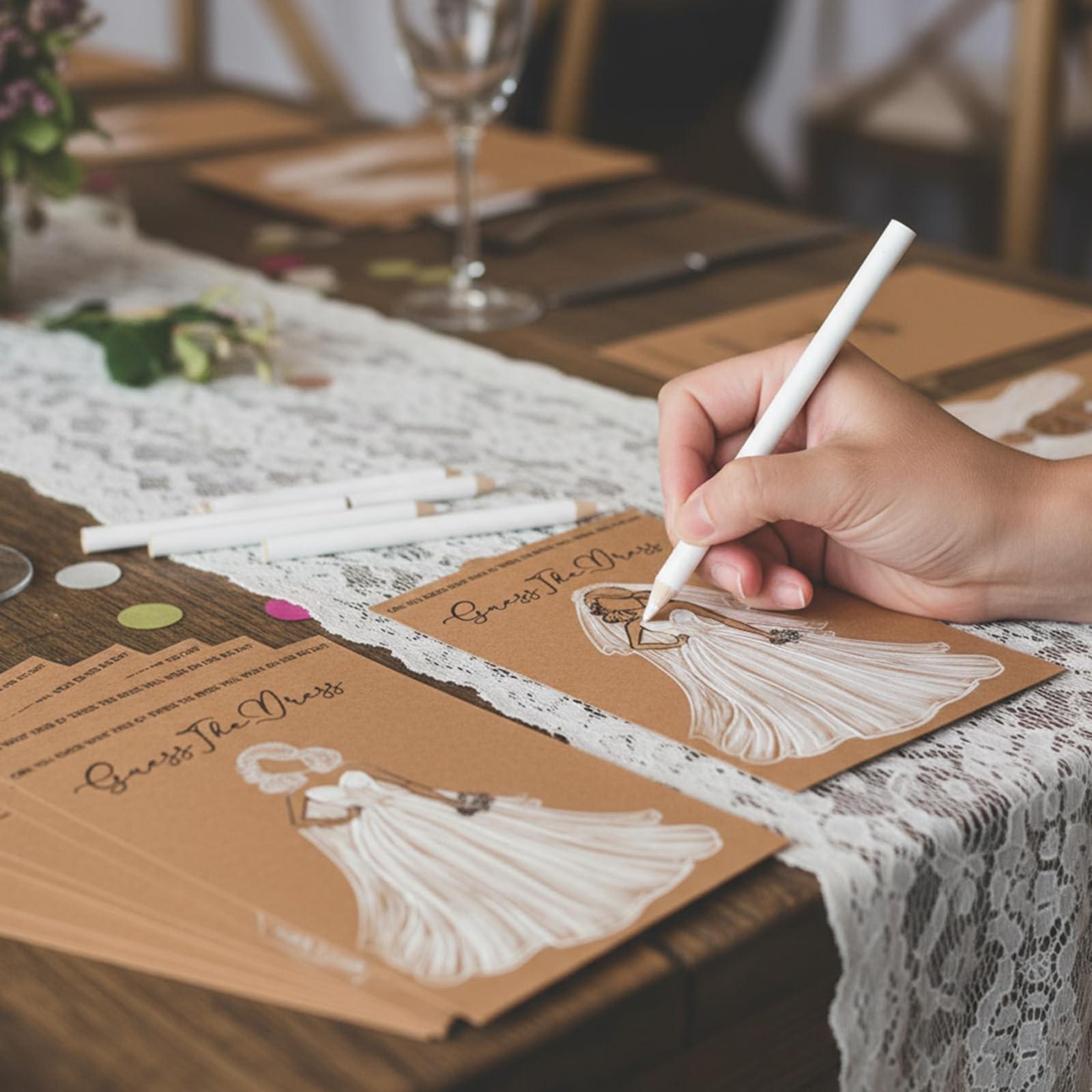 30-Piece Bride Party Game Set, DIY Bridal Dress Drawing Cards, Water-Soluble Pencils, Wedding Decor, Birthday Party Fun
