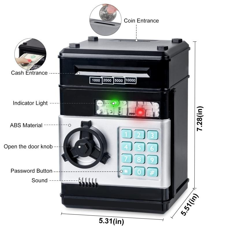 Electronic Piggy Bank with Password Code Lock | Kids Coin Money Savings Box Safe Cash Coin Can Toy, Mini ATM Banks for 3 4 5 6 7 8 9 10 11 12 Year Old Boys Girls Christmas Birthday Gifts for Children Electronic Piggy Bank with Password Code Lock | Kids Coin Money Savings Box Safe Cash Coin Can Toy, Mini ATM Banks for 3 4 5 6 7 8 9 10 11 12 Year Old Boys Girls Christmas Birthday Gifts for Children