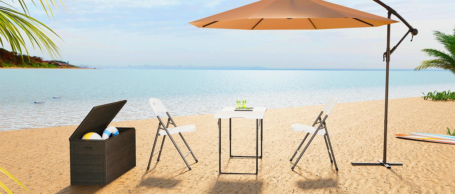 4FT/6FT/8FT Plastic Folding Table, Portable Picnic Table Outdoor with Built in Handle & Steel Legs, for Party, Dining, Wedding, Events, Picnic Indoor, Outdoor, Camping, Utility, Folding