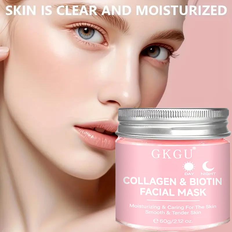GKGU Collagen & Biotin Facial Mask - Hypoallergenic, Moisturizing & Antioxidant Rich, for All Light Beige Types, Daily & Night Use, Smooth Texture, Non-Greasy Formula, Skincare, Skincare Routine, Moisturizer