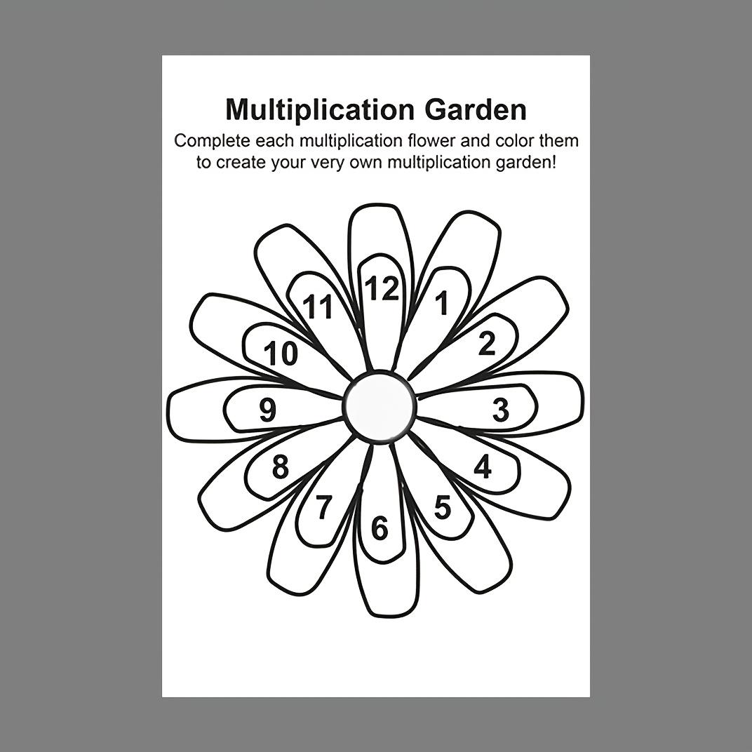 Multiplication Flower Activity Sheets 0-12 Learning, Math Supplement Practice, Multiplication Garden Table, 12 Pcs Educational Toys