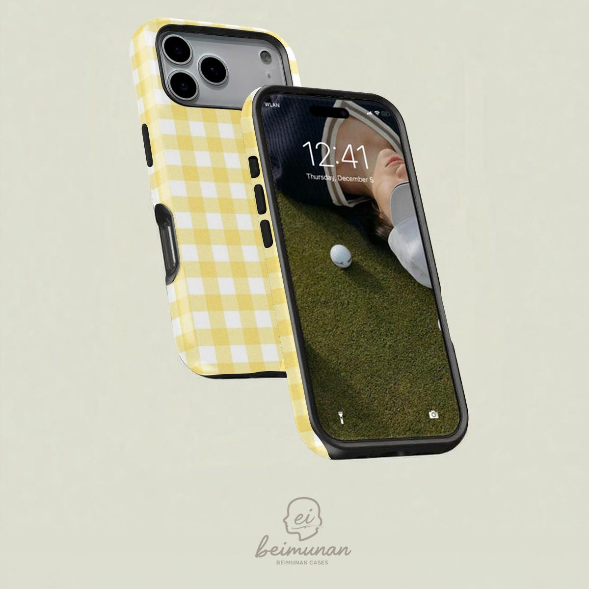 Gingham Pattern, Buffalo Plaid, Picnic Check, Printed Phone Case Casing, Heavy Duty 2in1 Shockproof Phone Protective Cover, Mobile Accessories, Cellphone Smartphone for iPhone X 11 12 13 14 15 Pro Max, Great for Valentine's Day, Couples, Friends Gift