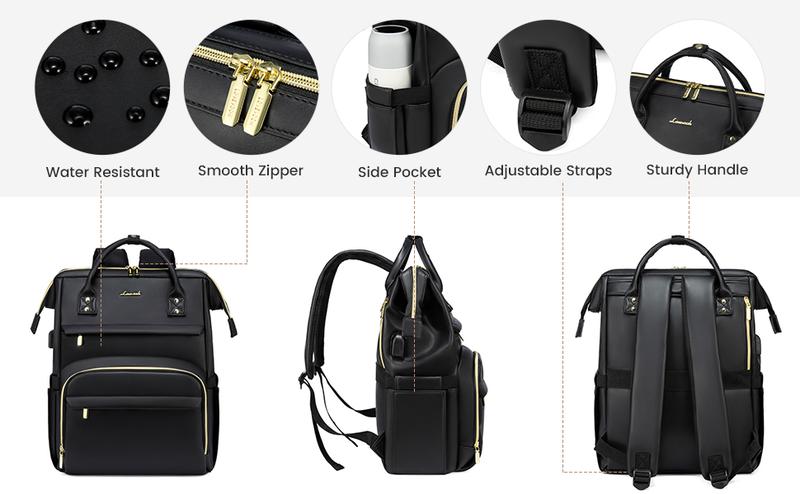 【Valentine's Day Gift】LOVEVOOK Vegan Leather Laptop Backpack with USB Port for Women - College,  Business, Work, Teacher, Travel, School Backpack,TikTokShopJumpstartSale