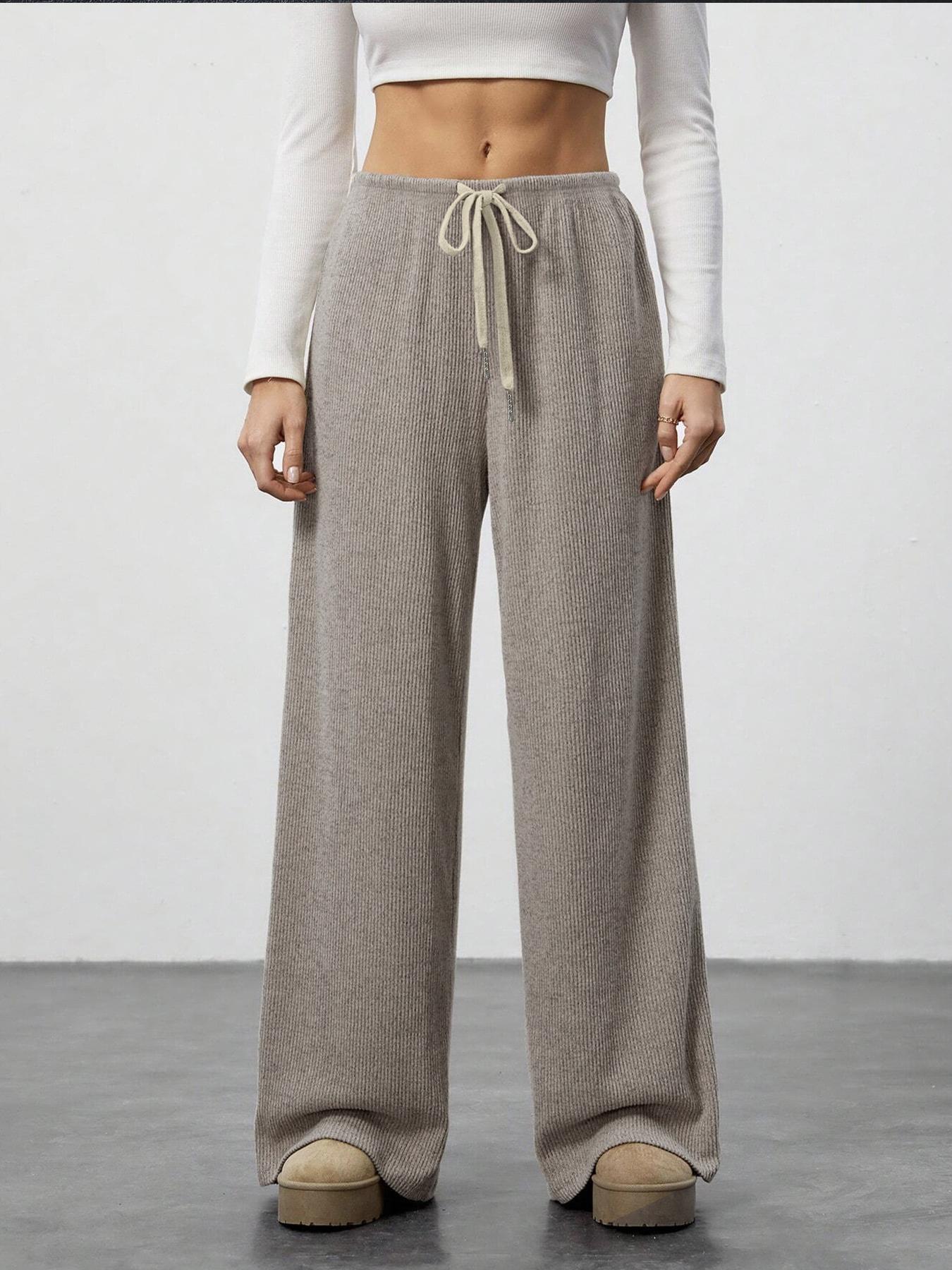 High Waist Comfortable Wide Leg Casual Pants, Versatile Athletic Trousers for Relaxed Fit, Ideal for Everyday Wear Knit