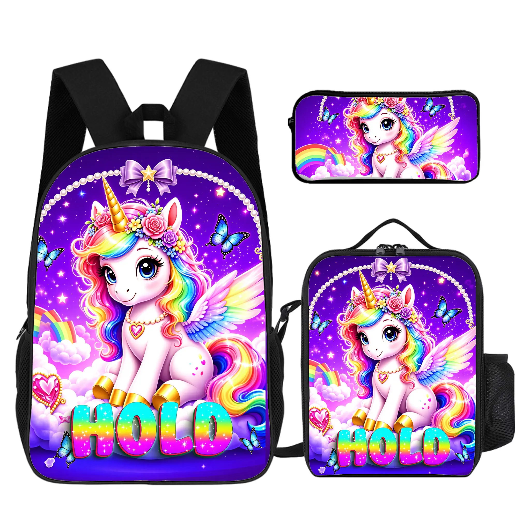 3Pcs Backpack Set, Custom Name Add-On School Backpack With Full Matching Accessories. Trendy Cute Student Pack, Heartfelt Birthday And Christmas Gift For Your Daughter.   # TikTokMadeMeBuyIt # UnicoBackpack # PrincessSchoolBag # GiftForDaughter