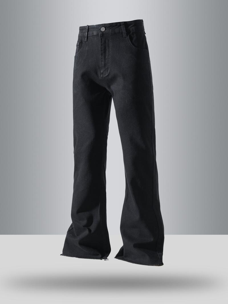 Men's Solid Color Flare Leg Jeans, Street Fashion Casual Comfy Denim Pants for Daily Wear, Mens Bottoms for All Seasons