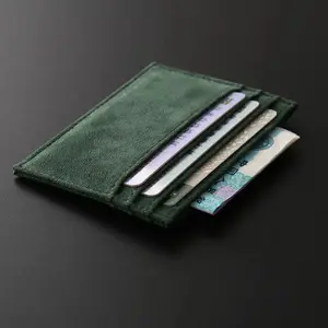 Quality Suede Leather Mini Men Card Holder Wallets Zipper Coin Pocket Slim Magic Male Wallet Credit Bank Card Small Man Purses