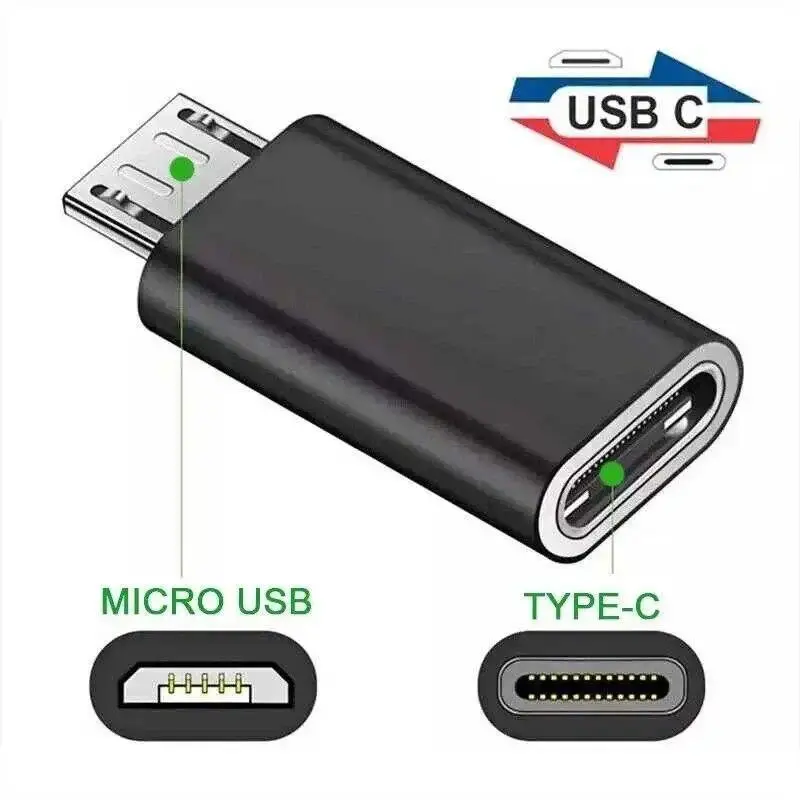 Mini Type C To Micro USB Android Charging Adapter Converter for Samsung Xiaomi Huawei Usbc To Microusb V8 Sync Charger Jack