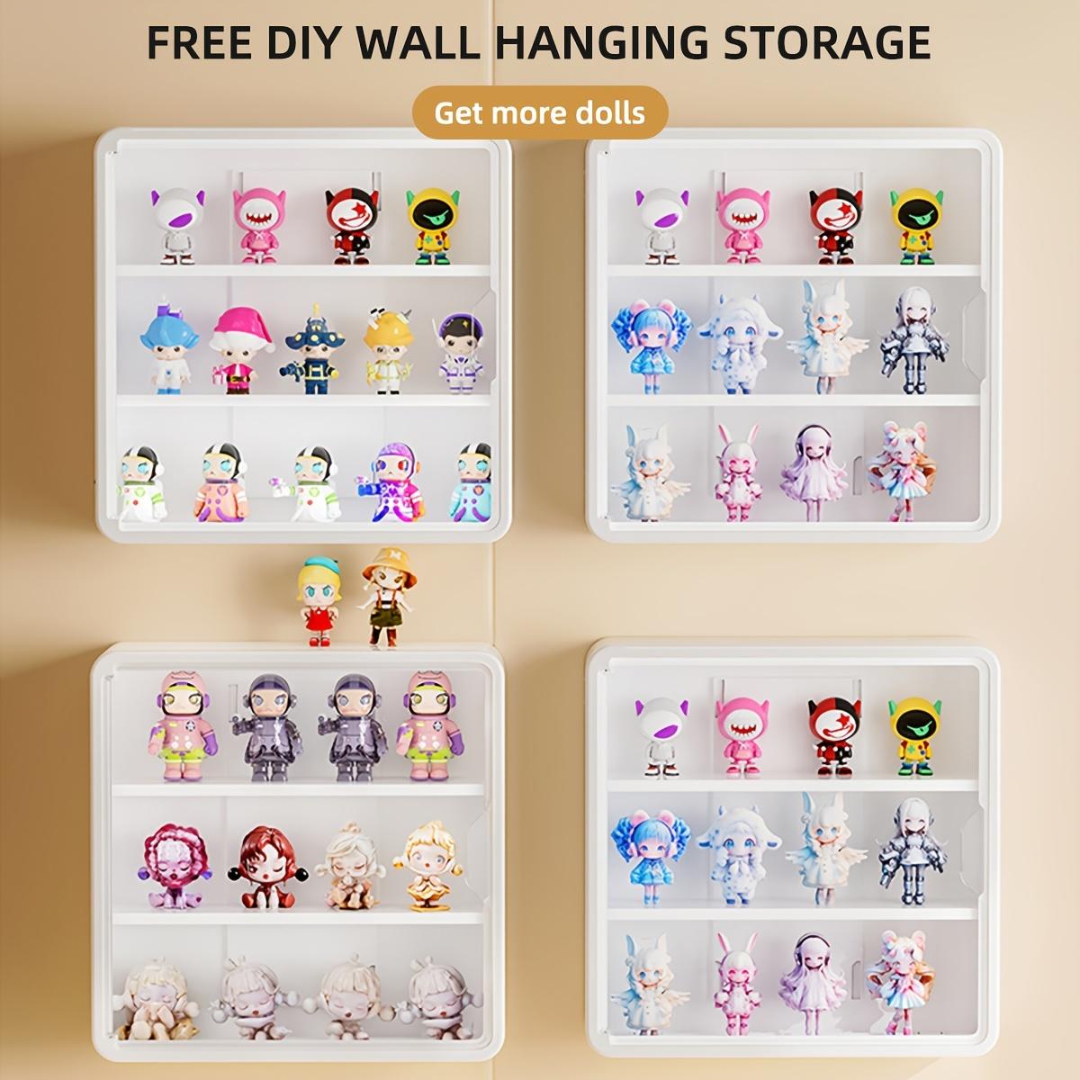Large Wall-Mounted Display Rack, 4-Layer Acrylic Storage Box, Space-Saving Doll Shelf, Transparent Compartments, Ideal for Holidays
