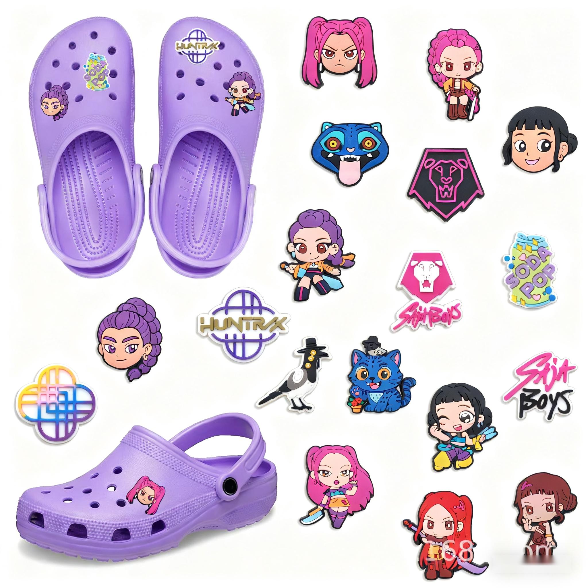 Unisex K-Pop Shoe Charms & Decorations, PVC Material, Perfect for Christmas Parties, Versatile Footwear Accessories