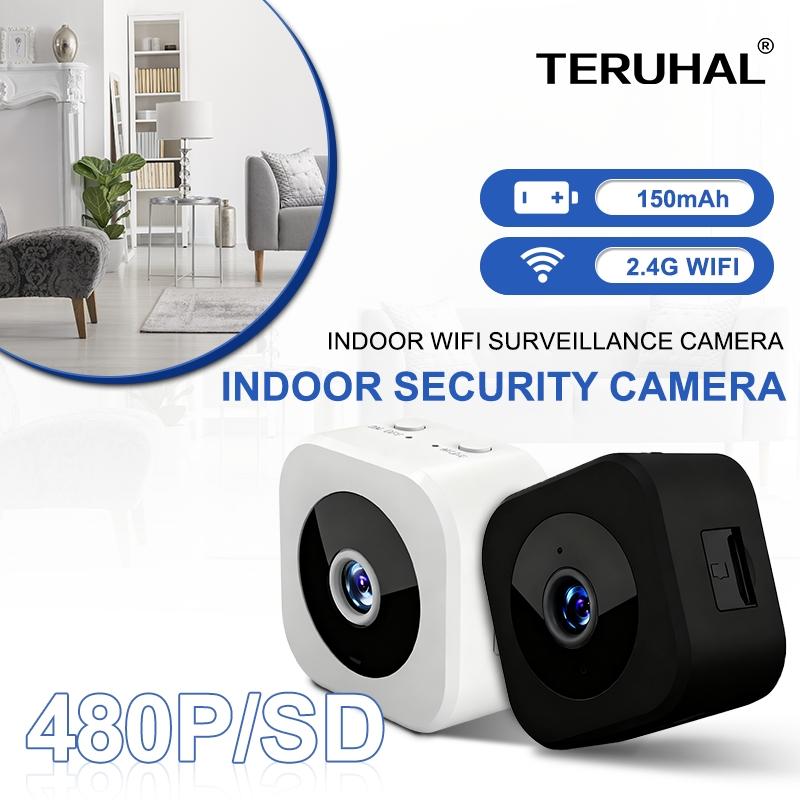 Wireless Security Camera, 2-Pack Rechargeable Indoor Cameras, Home Monitoring Camera, 480p HD, Motion Detection, Easy Setup, Alexa Compatible, Home/office Use