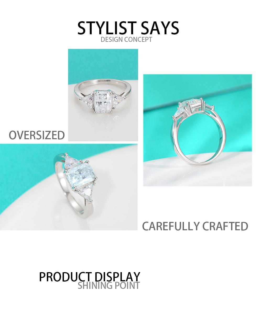 【JYJZZ213】Synthetic Moissanite S925 Silver 2CT Rectangle Shaped Ring Simple Fashion Versatile Design Radiant Cut Ring for Women. 【JYJZZ213】Synthetic Moissanite S925 Silver 2CT Rectangle Shaped Ring Simple Fashion Versatile Design Radiant Cut Ring for Women.