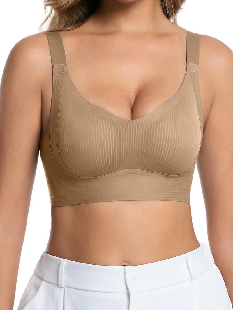 3/4 counts Women's Solid Wireless Bra Comfortable Breathable Push Up Bra, Softness Lightweight Lingerie for All Seasons Womenswear Lingerie for All Seasons, girl,Soft Comfortable Breathable Ribbed Push Up Seamless Bra, gift