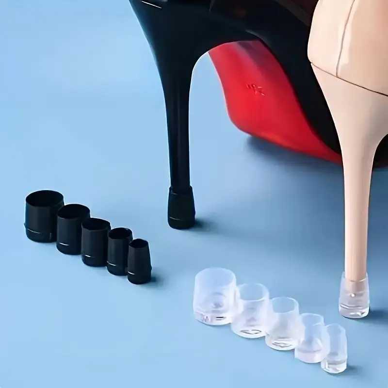 16pcs High Heel Protectors, Anti-Slip Round Heel Protectors, Thin Plastic Heel Guards, 4 Sizes, Noise-Reducing, Non Slip