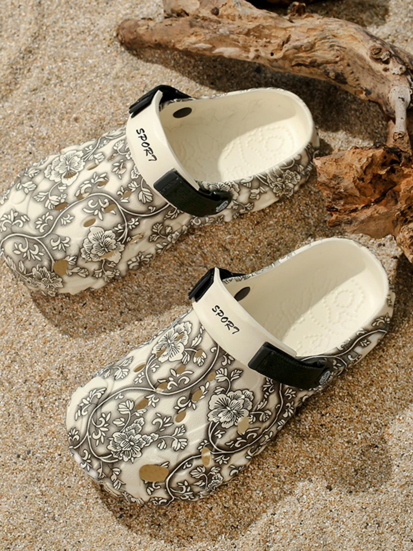 Large Size Summer Men's Sandals, Comfortable Thick Sole Outdoor Slippers, Non-Slip Beach Shoes, Breathable Holes Design, Ideal for Warm Weather