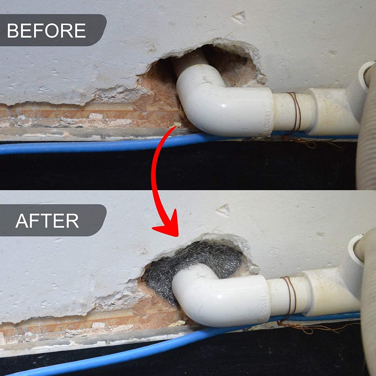 Steel Wool Filled Fabric, DIY Steel Wool Filled Fabric Kit, Used for Gap Filling, Wall Crack Filling, Garden, House, Garage Vent Filling, with High Plasticity and Good Flexibility, Can Prevent Mice From Entering The House