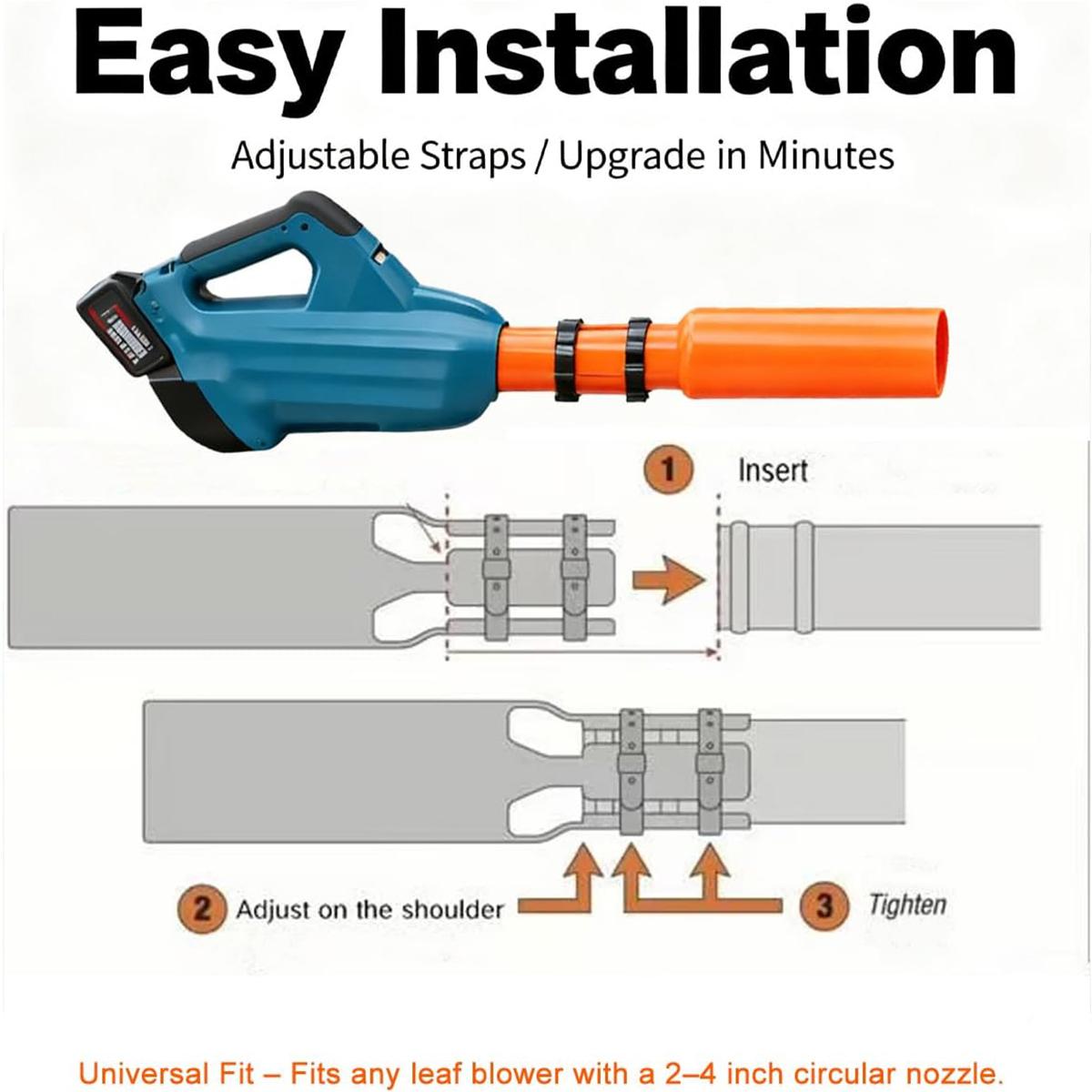 BASIC SUPPLY Leaf Blower Air Booster – Universal High-Flow Nozzle Attachment for Leaf Blowers, Boosts Air Speed & Efficiency, Weather-Resistant Yard Cleaning Tool Fits 2–4 Inch Blower Nozzles