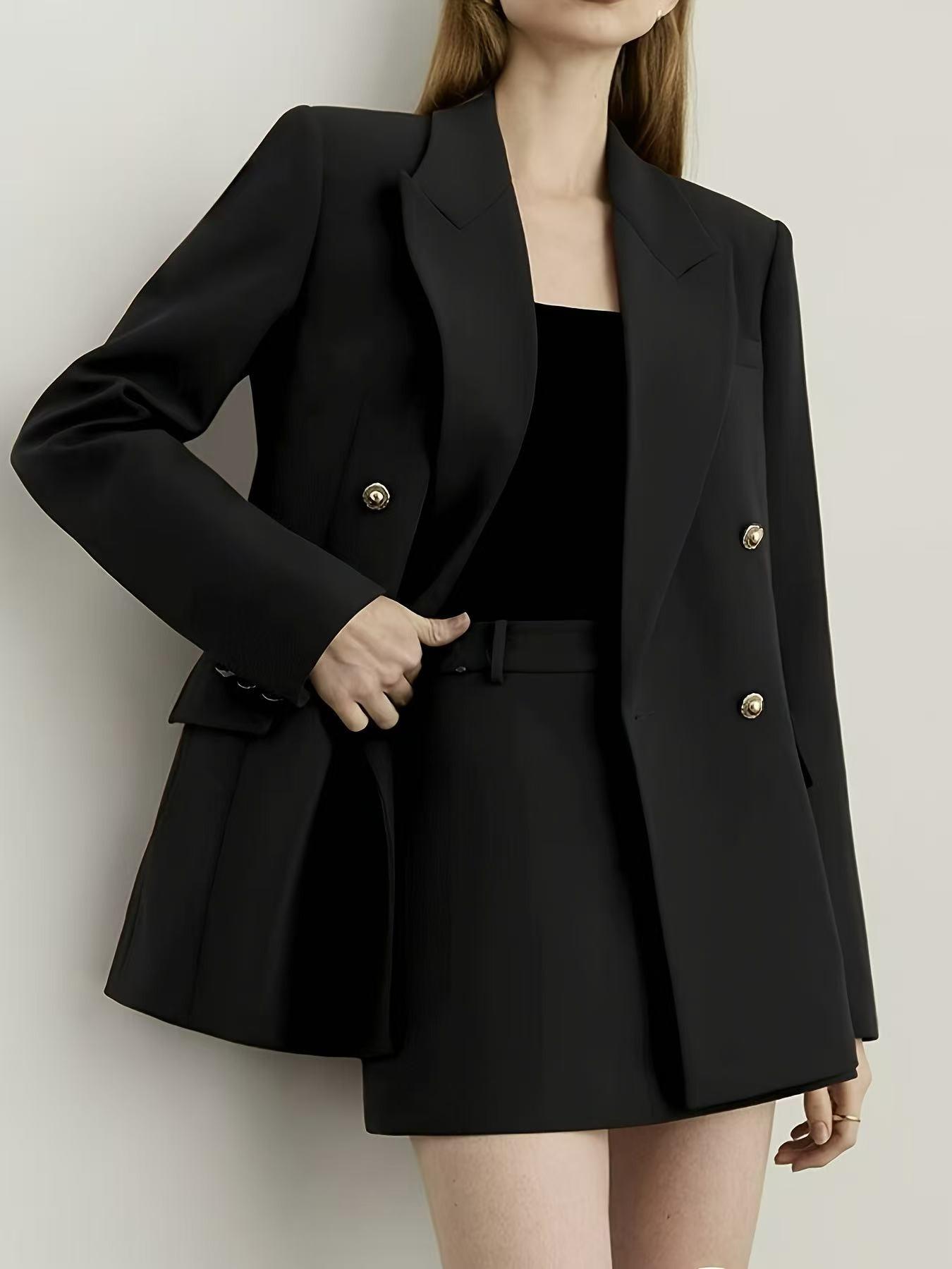 Fashion Commuter Series, Fall Winter New Gun Lapel Suit Jacket for Women, Casual Slim-Fitting Outerwear, All Seasons