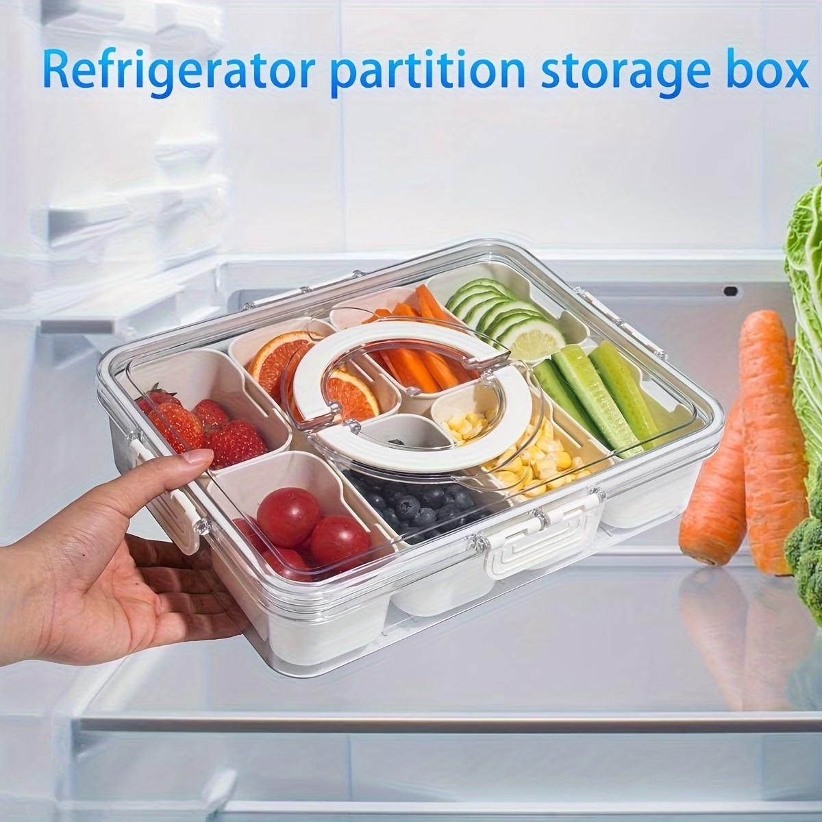 4/8 Compartment Transparent Snack Box with Lid & Handle, Plastic Kitchen Sealed Container, Portable Food Organizer for Lunch, Travel, Camping, Plastic Food Containers, Food Storage, Clear Container