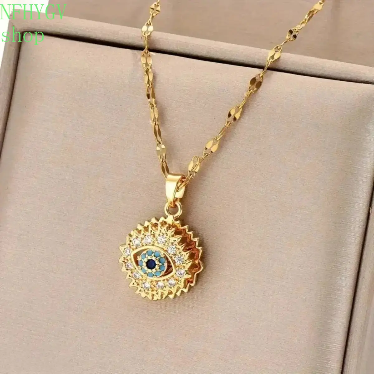 Unisex Rotatable Evil Eye Charm Pendant, Filigree Design Inlaid Shiny Zircon With Copper Chain, Versatile DIY Accessory For Necklaces And Handbag Charms