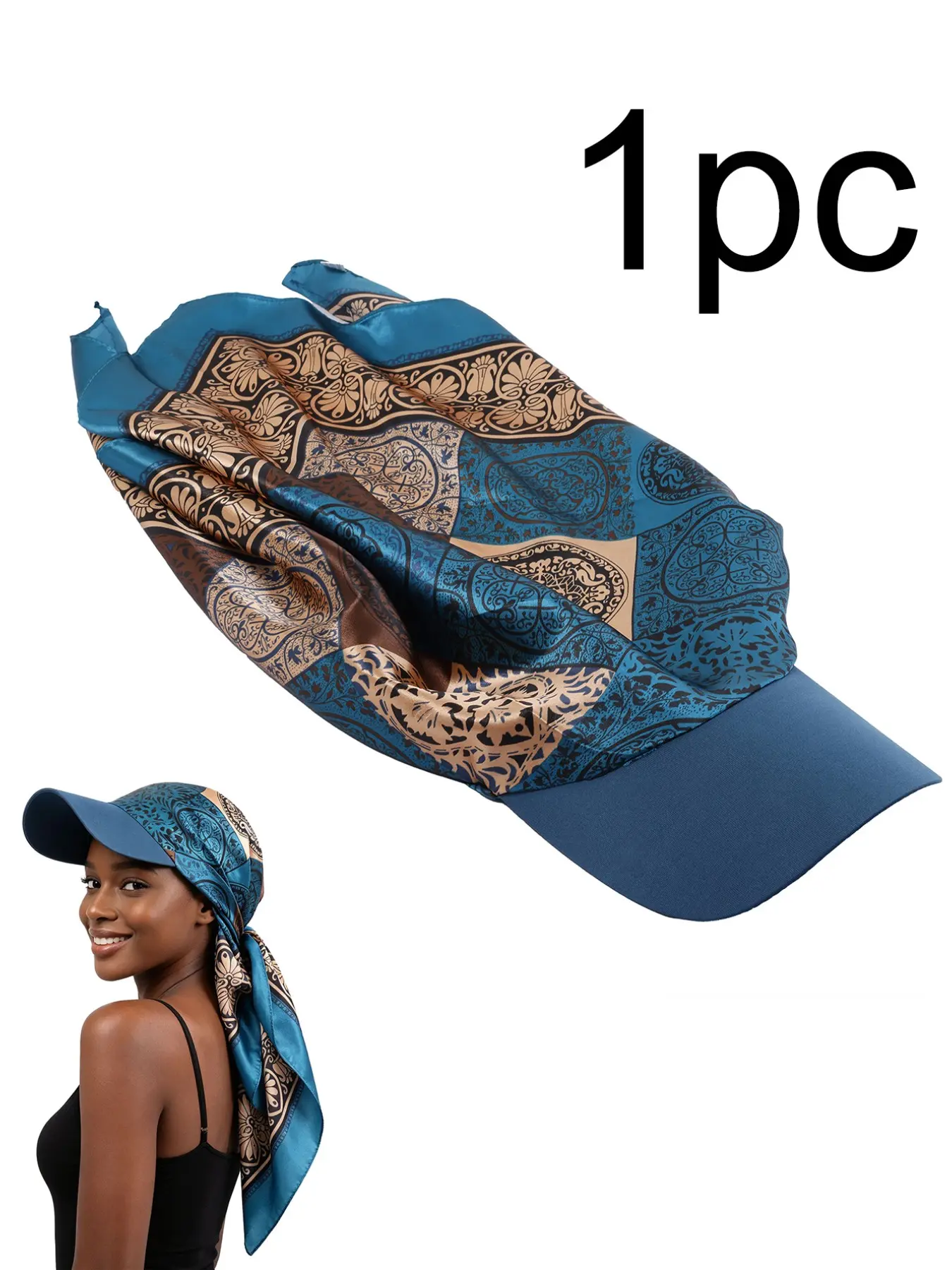 Women's Square Scarf Sun Hat, Self-Tie Headscarf Hat with Brim, Summer Beach Tie-On Hat, Stylish and Practical Accessory, Casual Outdoor Hat