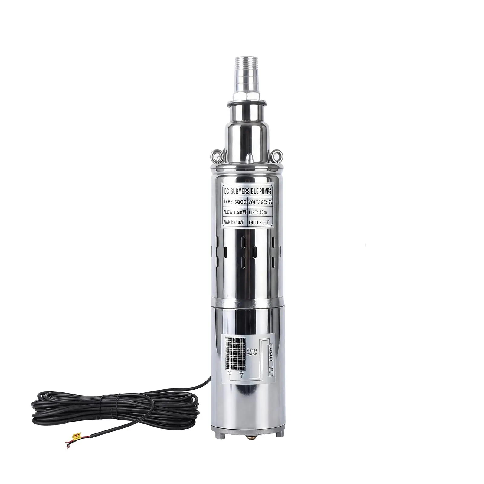 DC Deep Well Pump Solar Submersible Water Pump,Water Pump Powered by Solar or Battery for Well,Tank Filling