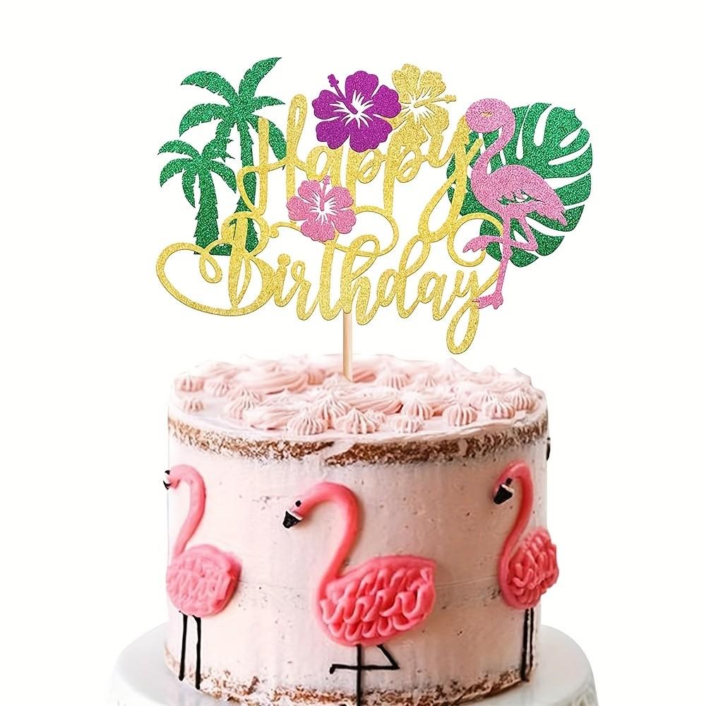 1 flamingo-themed birthday party cake decoration