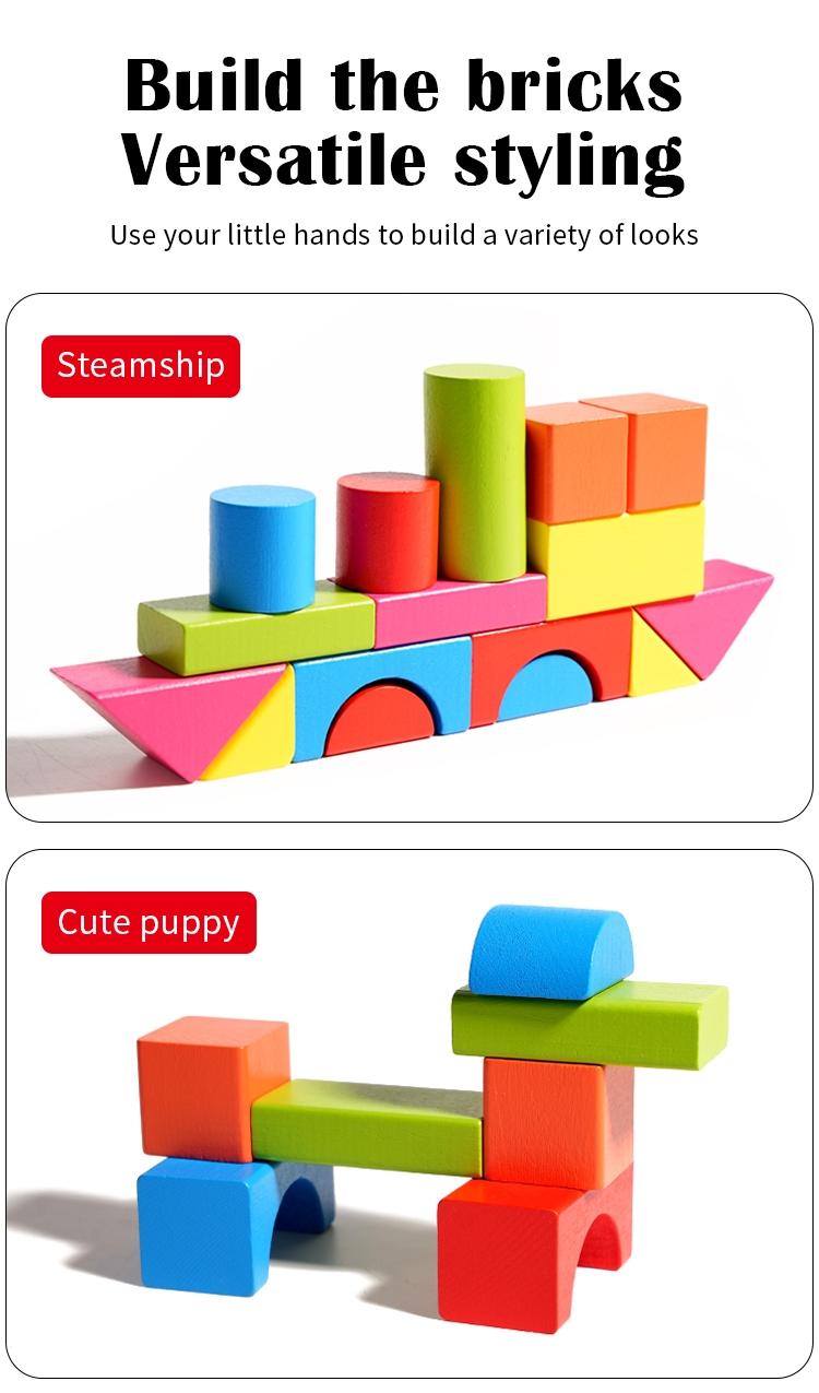 82-Piece Colorful Stem Building Blocks Set, Early Education Wooden Toy for Kids, Geometric Shape Recognition, Creative Play, Perfect Gift