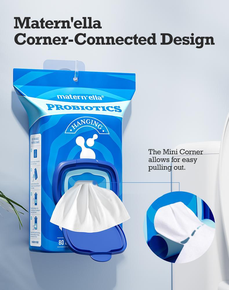 Maternella Hanging Unscented Wet Wipes with Probiotics, Butt Wipes, Extra Large Size Adult Wipes Made of Plant - Based Fibers,Alcohol-Free,640 Wipes in Total Wet Wipes with Sustainable Hygiene Soft Mild Formula Suitable for Travel Toilet Paper XL