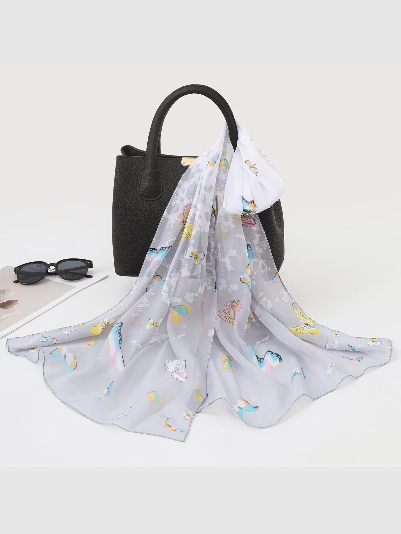 Long Chiffon Scarf, Boho Style, Loose-Fitting, Random Print, All Seasons, Mother's Day Gift, Korean Fashion, Sun Protection Shawl