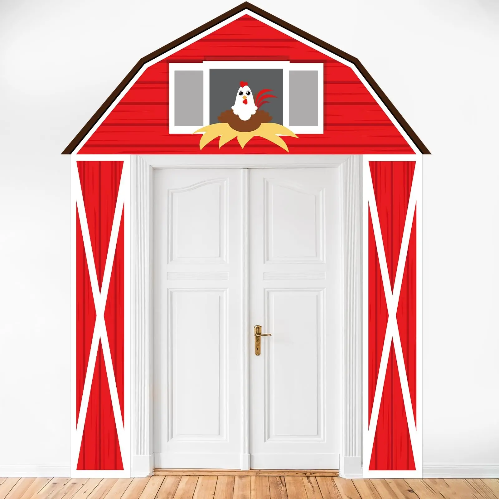 3-Piece Farm Animal Party Porch Banner Set, Farm Theme Party Door Decorations, Barn Door Hanging Supplies, Animal Birthday Photo Props Background