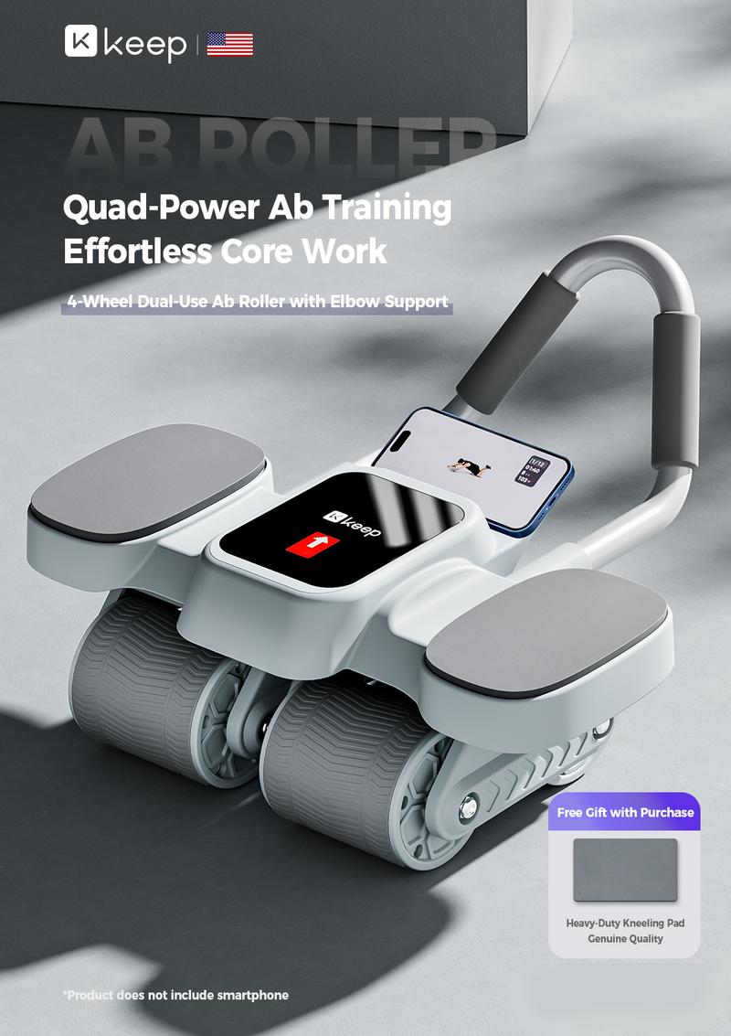 KEEP Ab Roller Wheel with Knee Mat, Automatic Rebound Abdominal Wheel with Elbow Support Ab Workout Equipment for Strengthening Core Muscles Abs Exercise Roller for Women Men