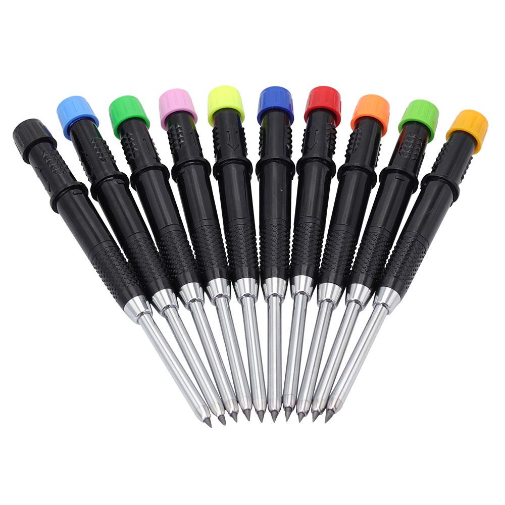 2.8mm leather grip automatic pencil, equipped with black/red replaceable refills, designed specifically for deep hole marking and drawing by carpenters and engineers (3 pens+100 refills)