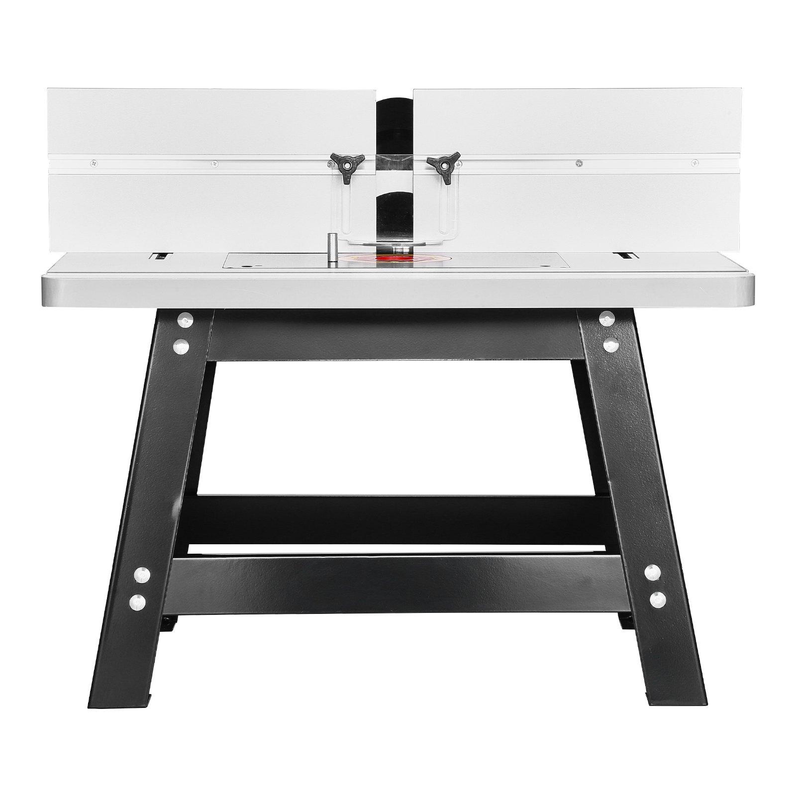 VEVOR Benchtop Router Table, 24 in x 15.7 in, Bench Top Routing Table with Adjustable Fence, MDF Top, Sturdy Metal Base, 2-1/2 in Dust Collection Port, Compatible with Routes & Various Drill Bits